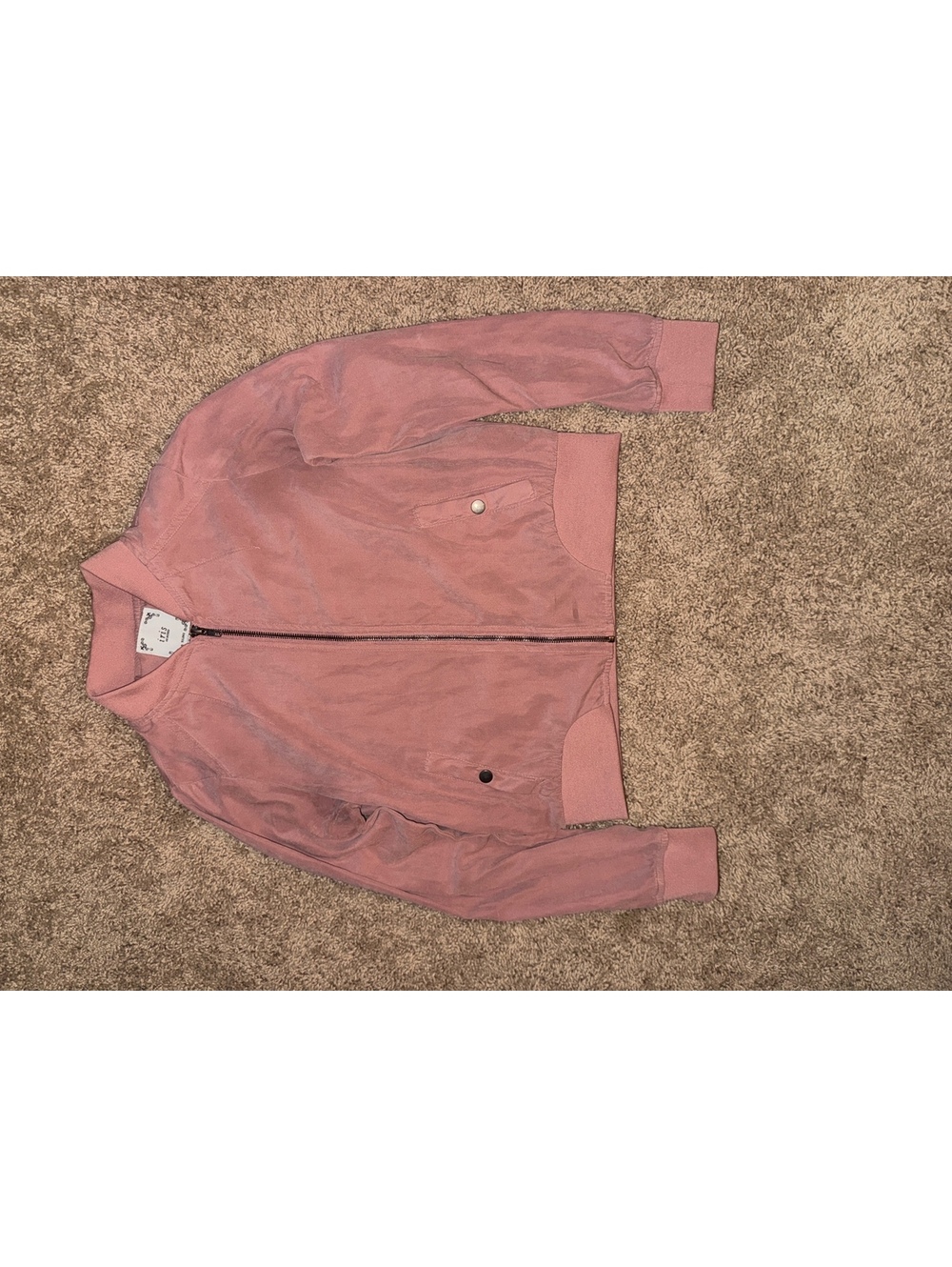 Iris Los Angeles Pink Suede Bomber Jacket Medium